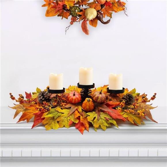 Thanksgiving Centerpiece Fall Table Decorations, Artificial Gourd, Pumpkins, - Picture 2 of 8